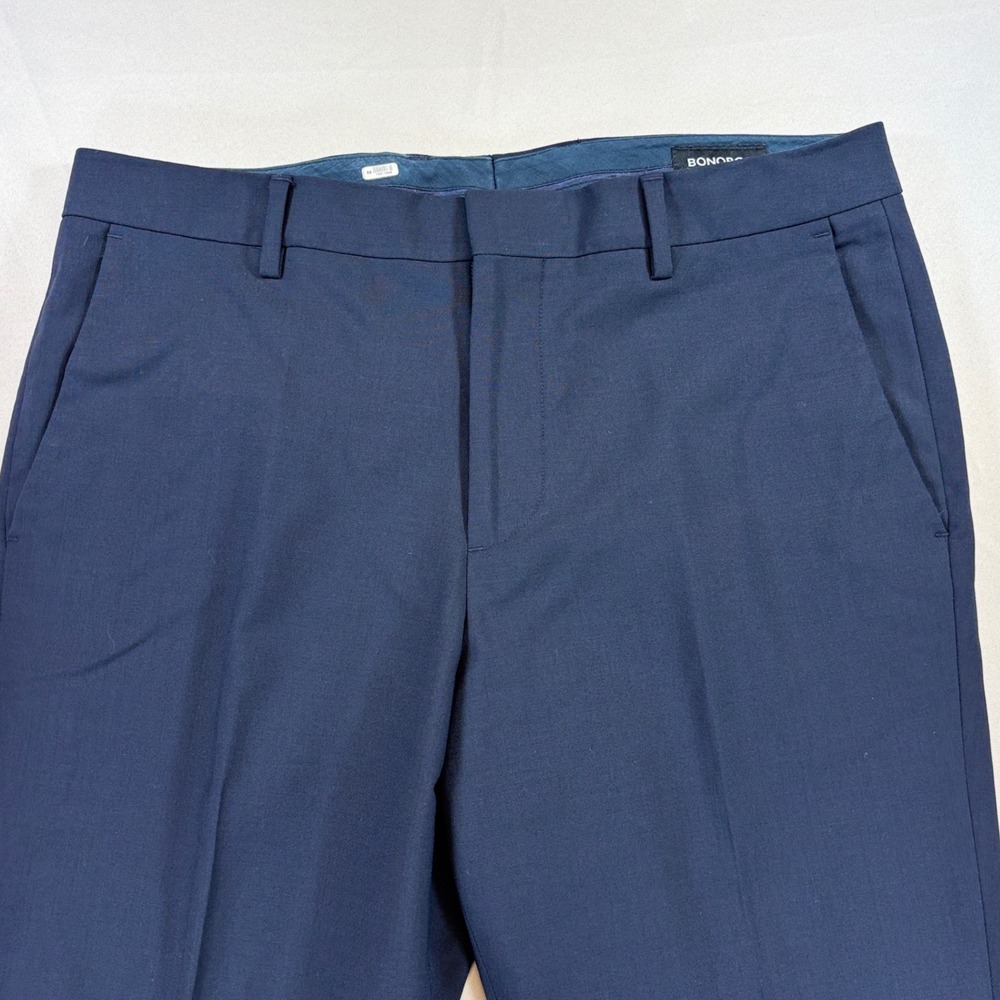 Bonobos Dress Pant Men 33x30 Black Slim Fit Marzotto Italy Wool Trouser Tailored